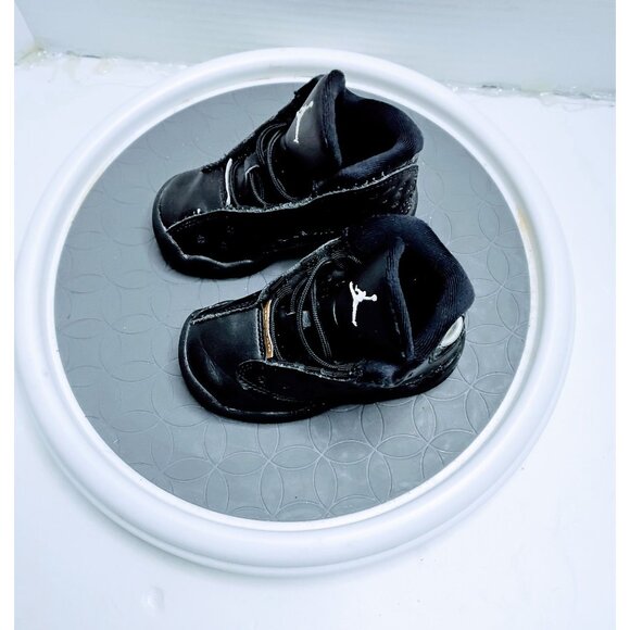 Air Jordan Toddler Shoes 5C Black Leather Sneakers With Jumpman Logo & Lace-Up C - Picture 6 of 6